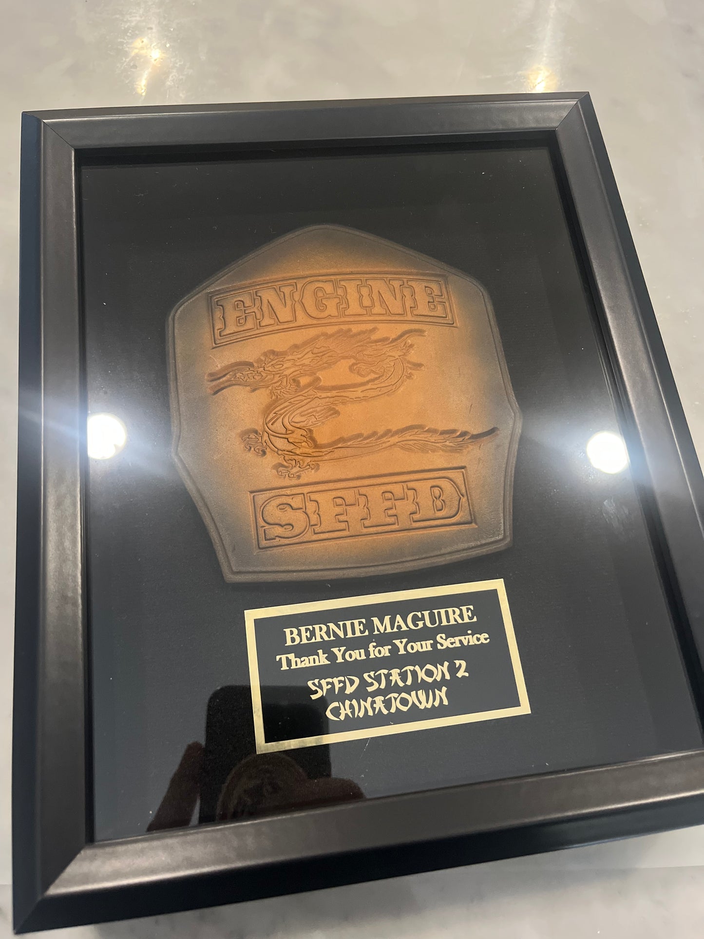 Shadow Box Award / Stained Shield & Brass Plate