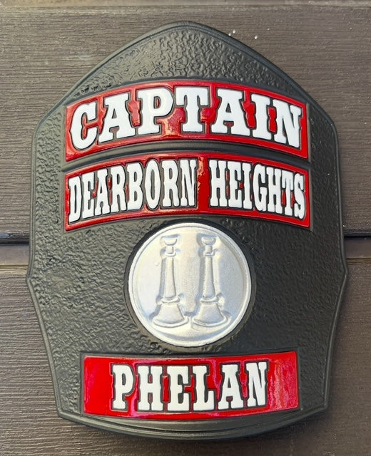 3 Banner Fire Helmet Shield w/ Center Image or Number