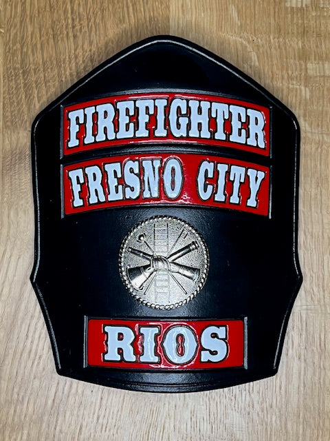 3 Banner Fire Helmet Shield w/ Center Image or Number