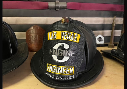 2 Banner Fire Helmet Shield w/ Text Through Numbers