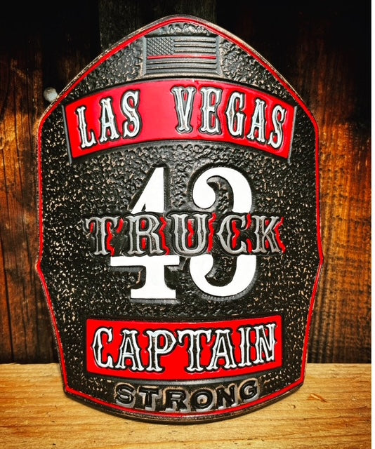 2 Banner Fire Helmet Shield w/ Text Through Numbers